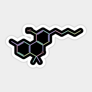 THC Kawaii Pastel Rainbow Molecule Sticker